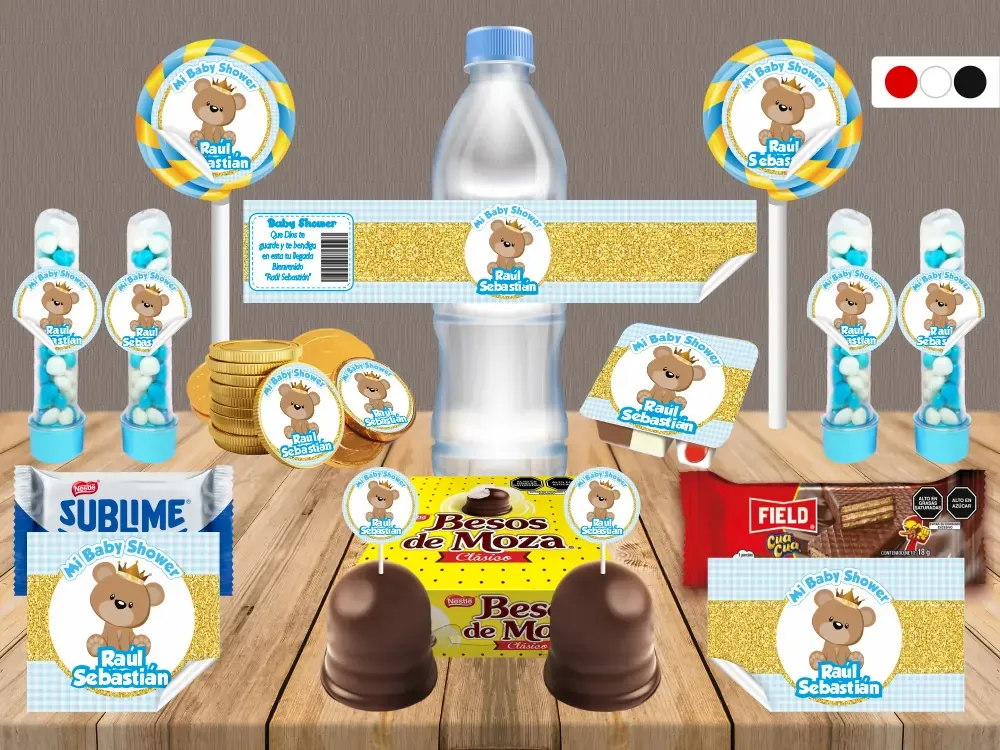 Sticker Baby Shower Oso con Corona [SKBS1000-1].webp