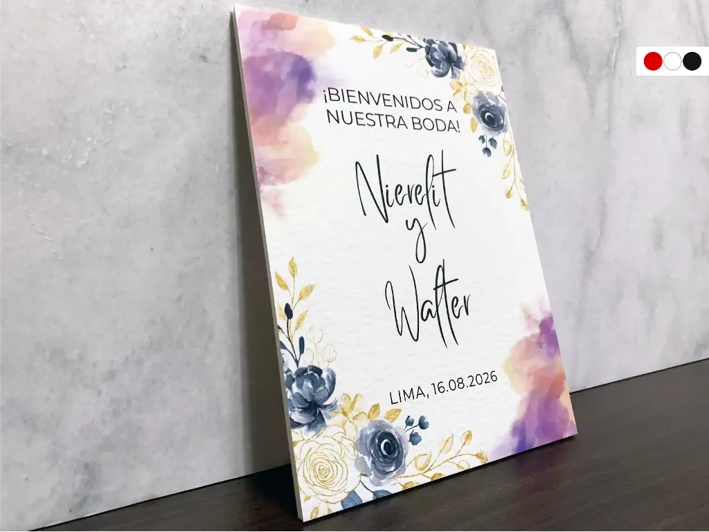 Cartel de Bienvenida para Boda Rosas en Acuarela [CBBO1003-2].webp