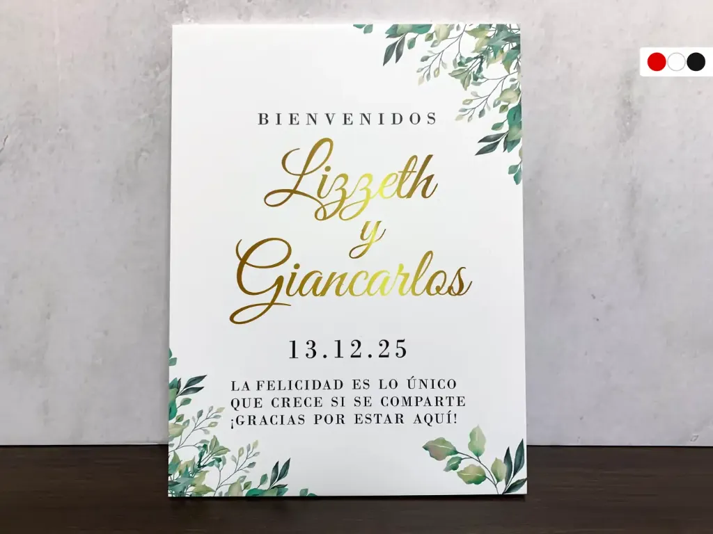 Cartel de Bienvenida para Boda Hojas en Acuarela[CBBO1000-4].webp