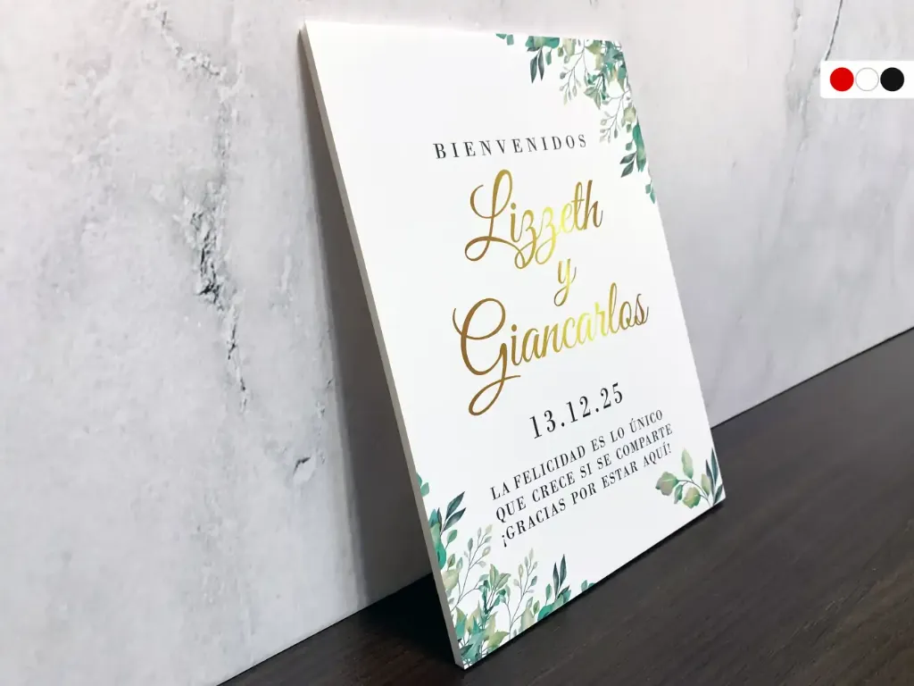 Cartel de Bienvenida para Boda Hojas en Acuarela[CBBO1000-5].webp