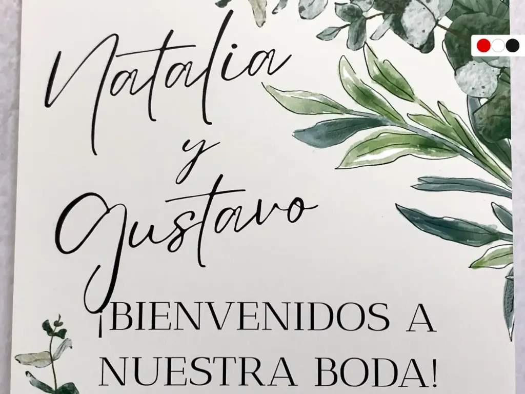 Cartel de Bienvenida para Boda Floral Verde [CBBO1006-3].webp