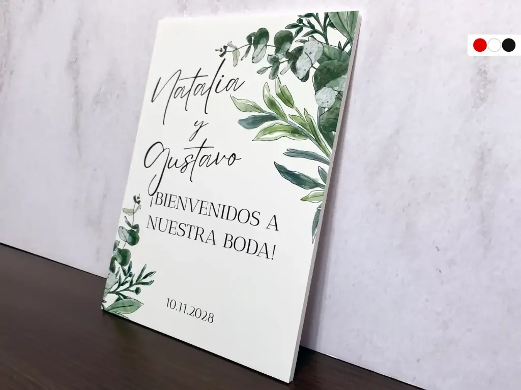 Cartel de Bienvenida para Boda Floral Verde [CBBO1006-4].webp