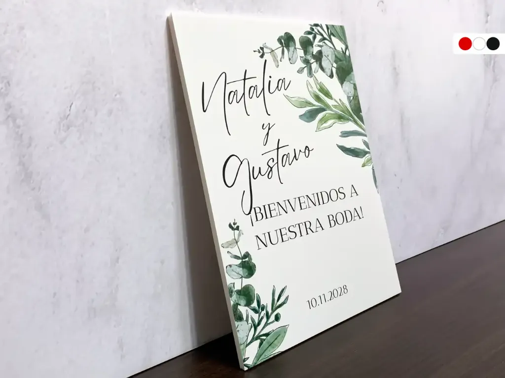 Cartel de Bienvenida para Boda Floral Verde [CBBO1006-2].webp