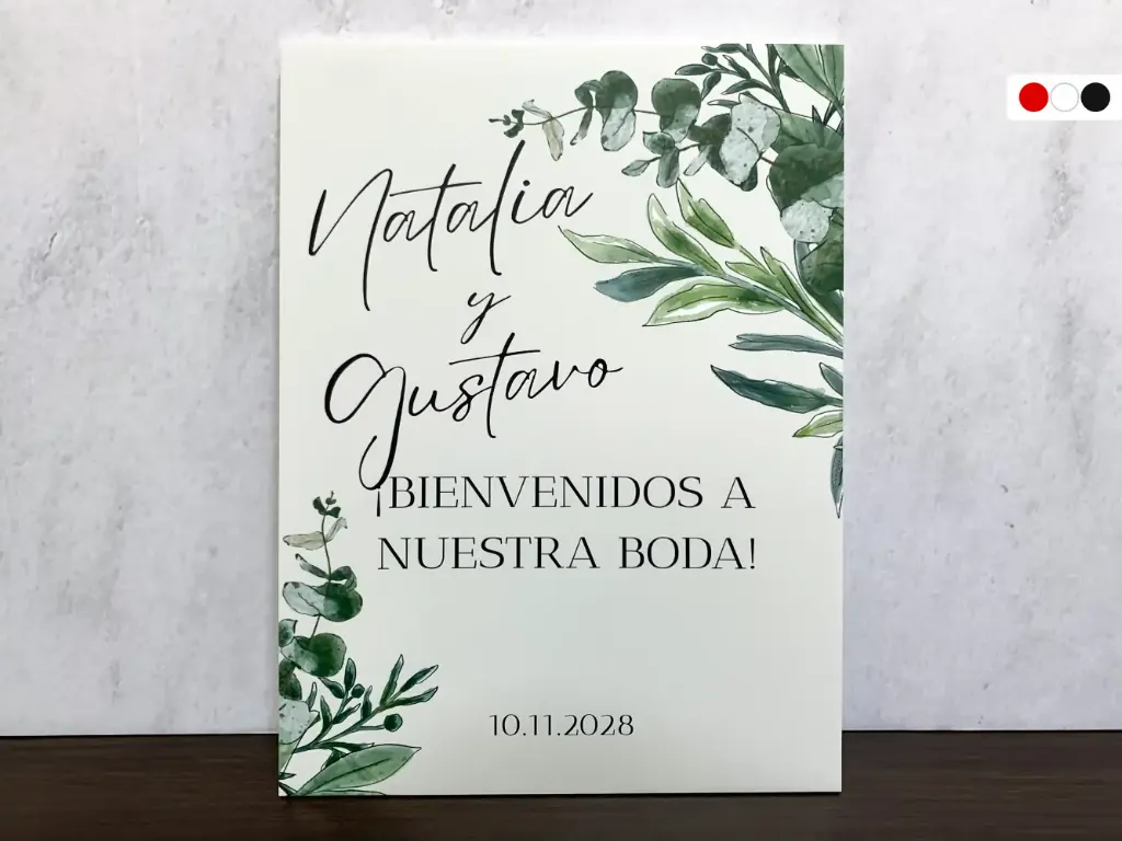 Cartel de Bienvenida para Boda Floral Verde [CBBO1006-1].webp