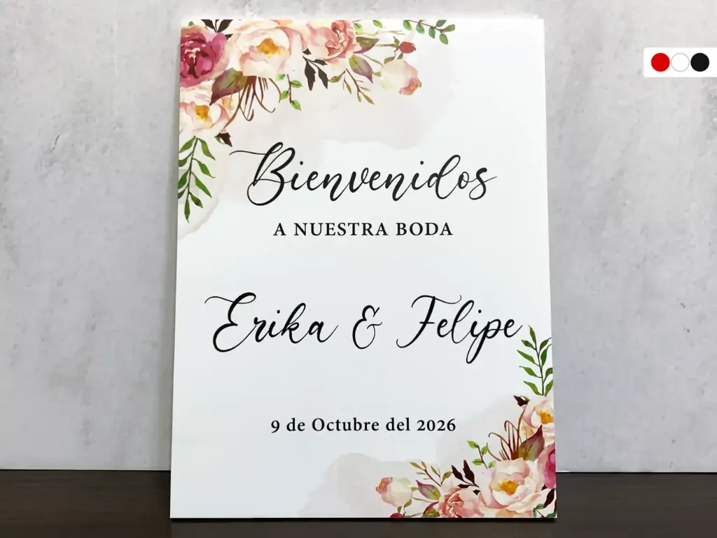 Cartel de Bienvenida para Boda Rosas Elegante  [CBBO1004-1].webp