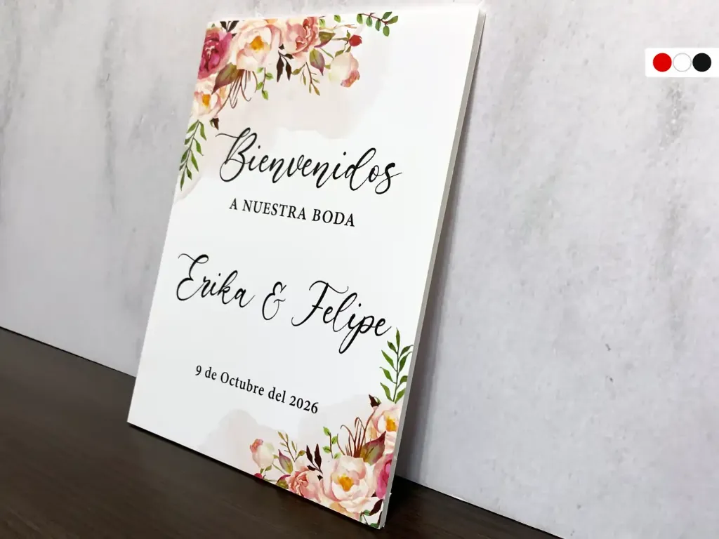 Cartel de Bienvenida para Boda Rosas Elegante  [CBBO1004-5].webp