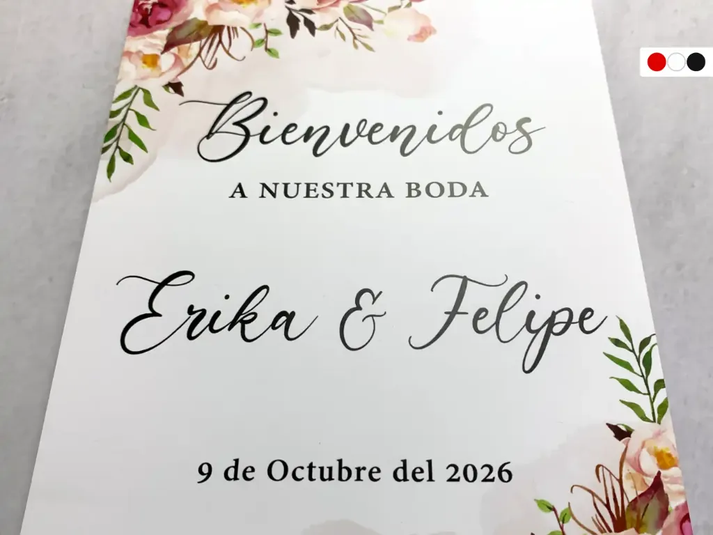 Cartel de Bienvenida para Boda Rosas Elegante  [CBBO1004-4].webp