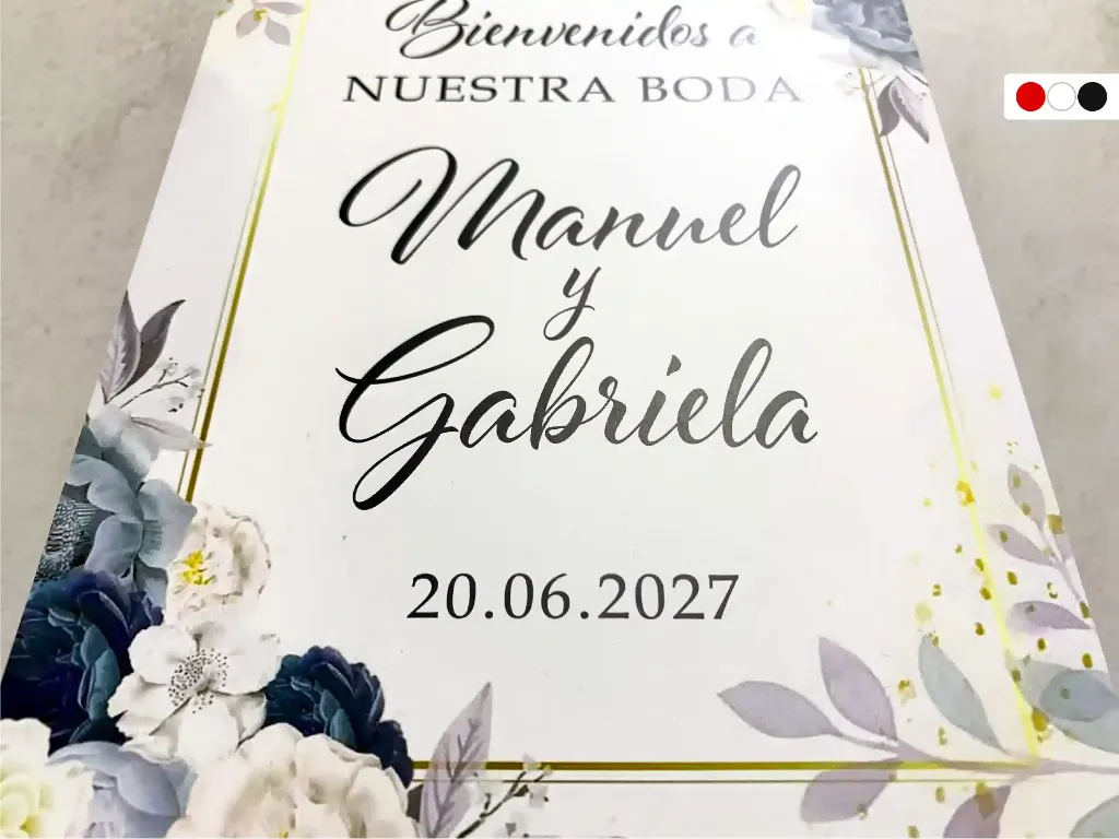 Cartel de Bienvenida para Boda Floral azul [CBBO1001-5].webp