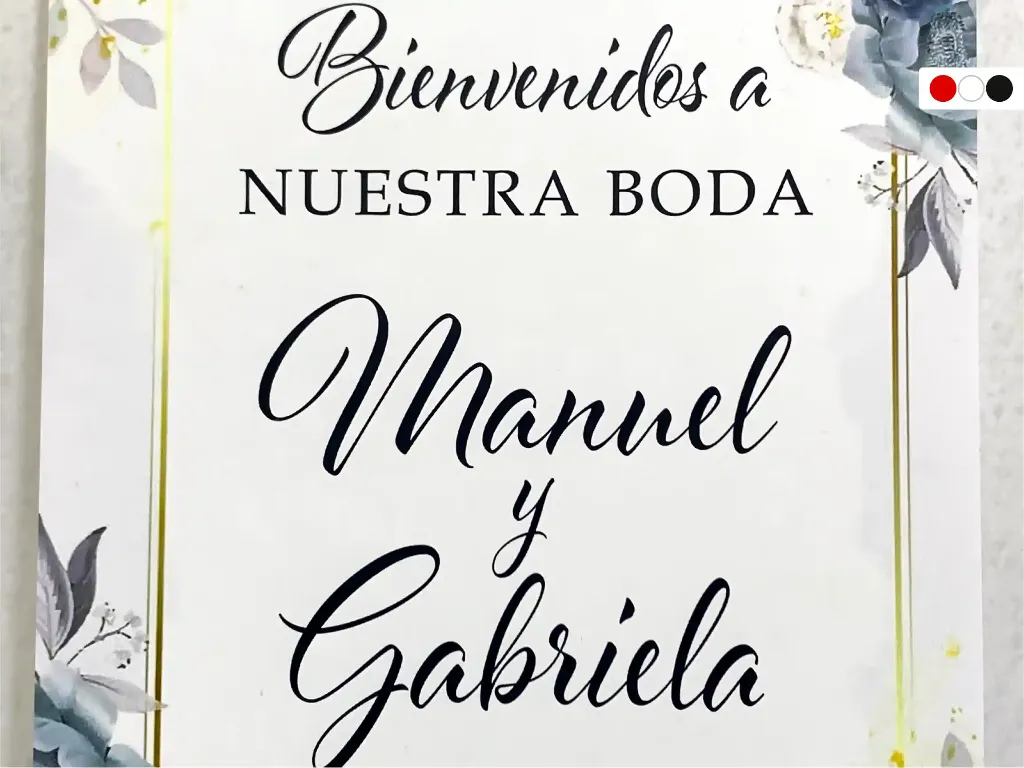 Cartel de Bienvenida para Boda Floral azul [CBBO1001-3].webp
