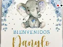 Cartel de Bienvenida Elefante Floral Celeste[CBBS1000-5].webp