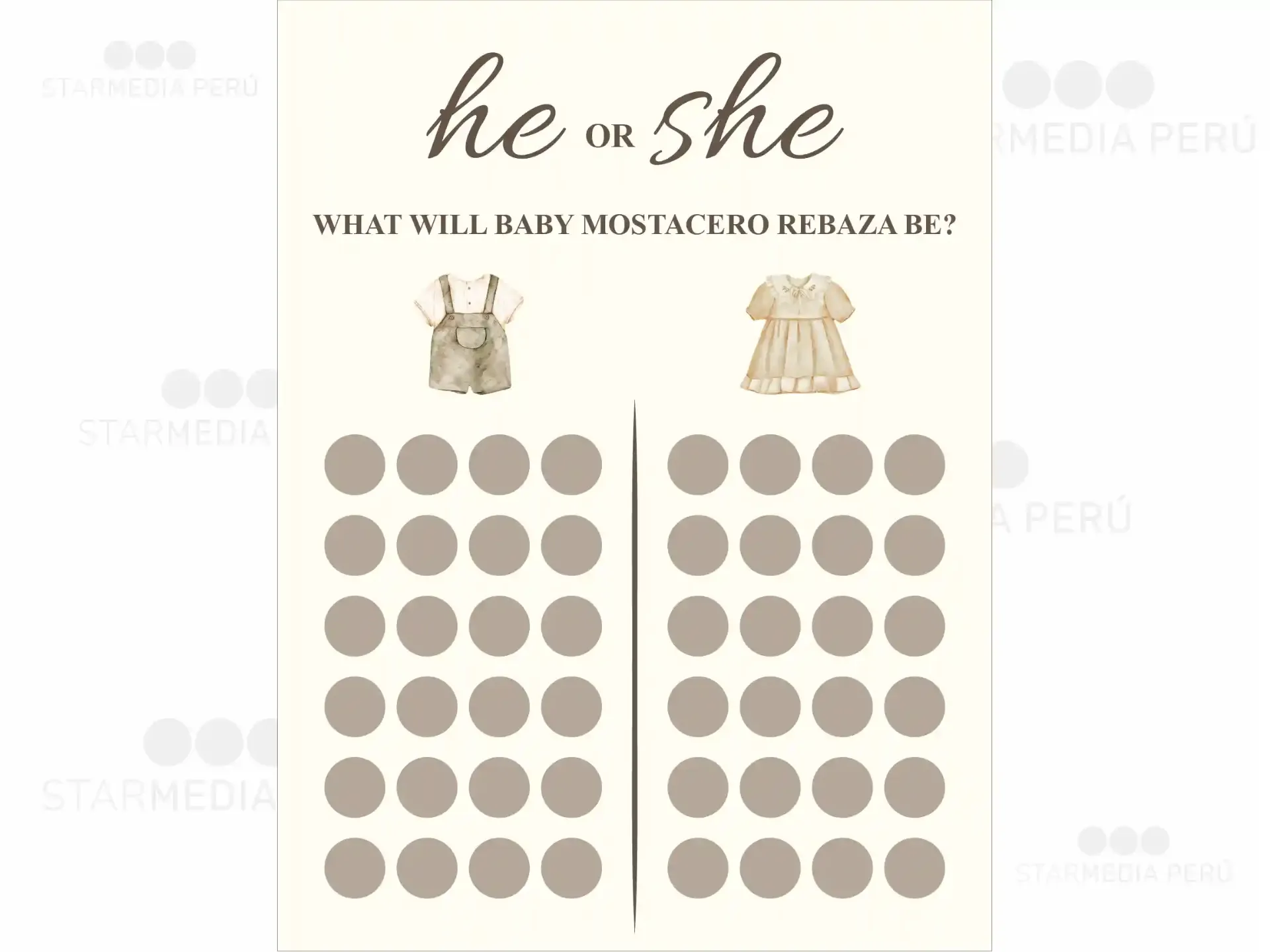 [CBRG1103] Cartel de Bienvenida Revelación de Género Él o Ella (Mate (base), 45 x 60 cm)