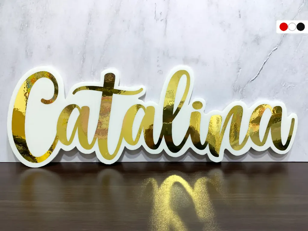 [NPCF1100] Nombre Personalizado en Foam (30 x 60 cm, Dorado Cromado)