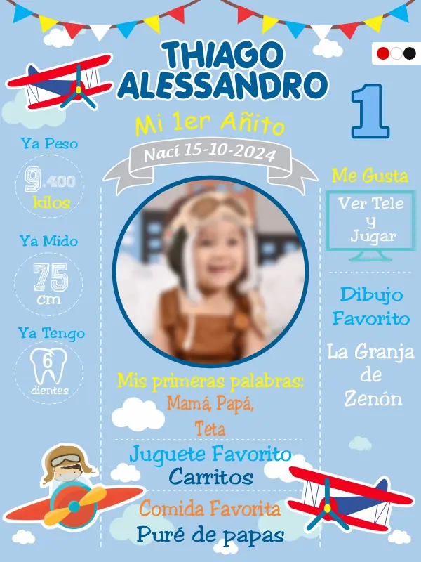 Pizarra Infantil Avión