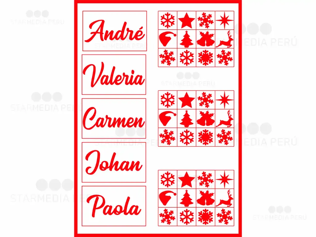 [VICI4000] Vinil de Corte Nombres Personalizados (Rojo Brillante, Cinco Nombres)