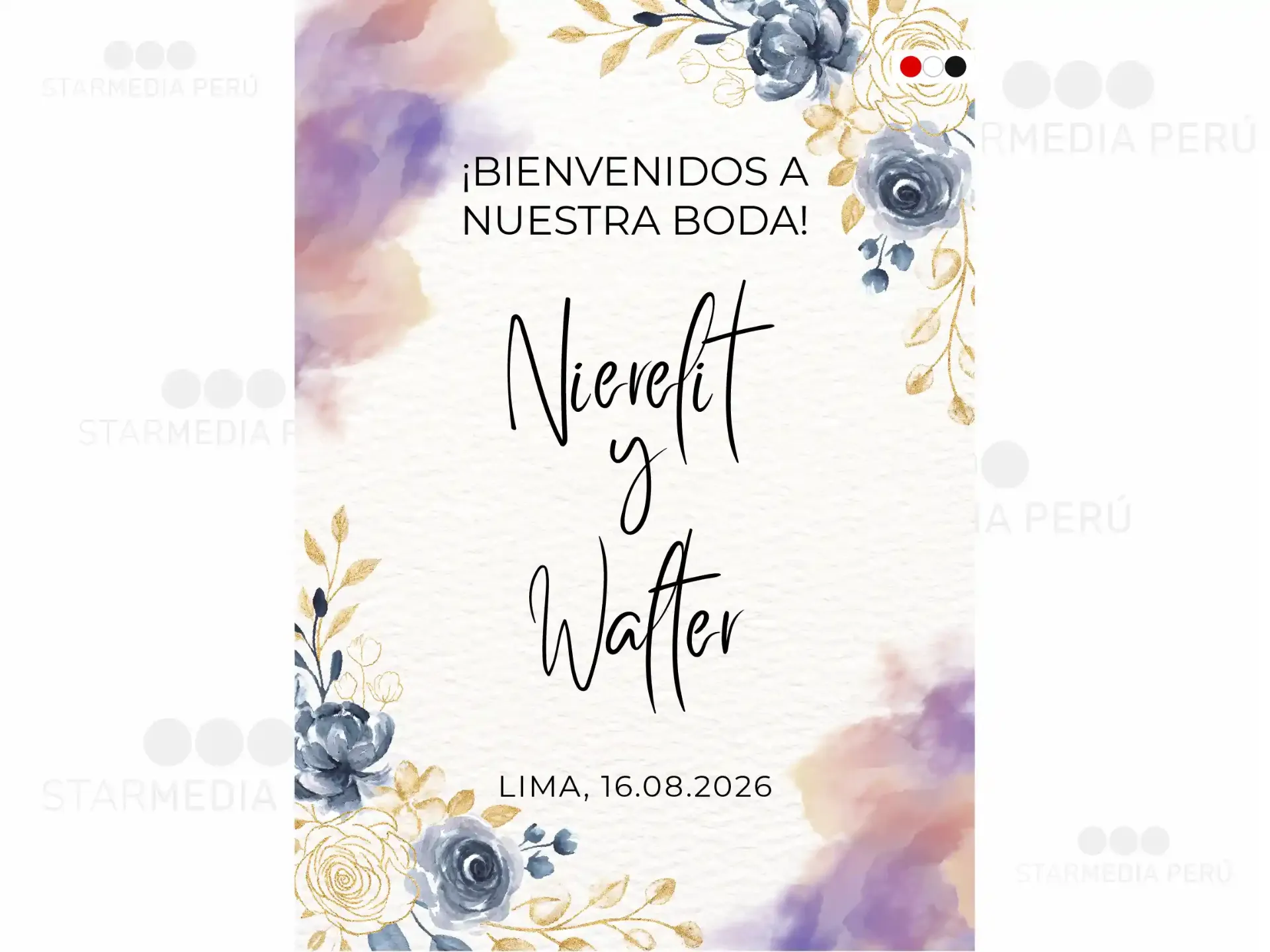 Cartel de Bienvenida Rosas en Acuarela