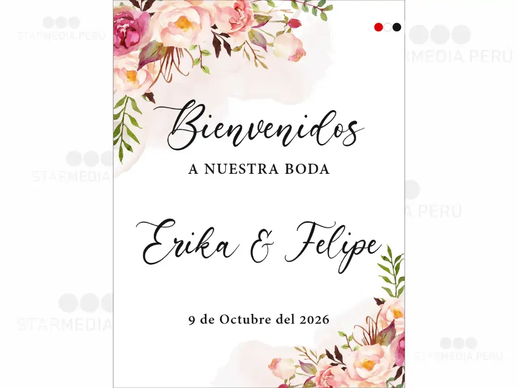 [CBBO1104] Cartel de Bienvenida Rosas Elegante (Mate (base), 45 x 60 cm)