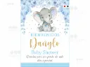 Cartel de Bienvenida Elefante Floral Celeste