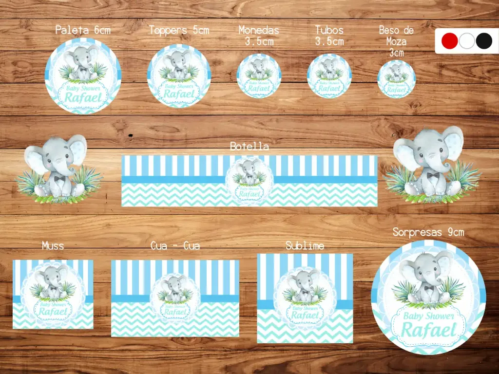 [SKBS1104] Sticker Elefante Floral Celeste (Mate (base))