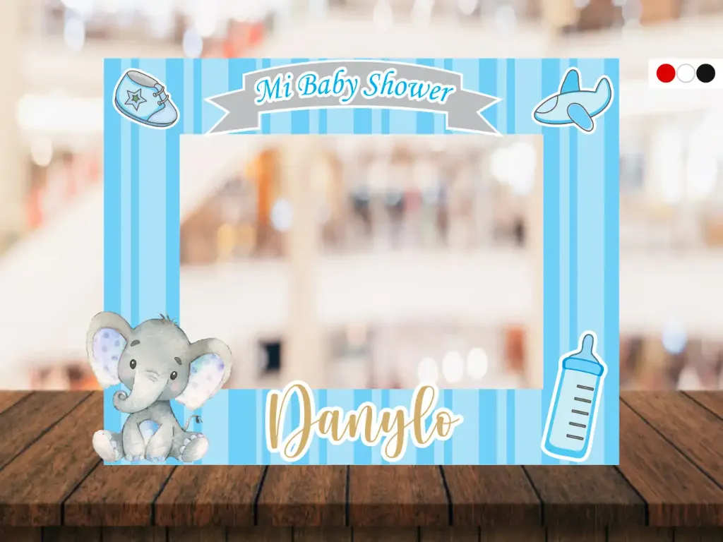 [SFBS1100] Marco para Selfi  Elefante Floral Celeste (Mate (base), 60 x 80 cm)