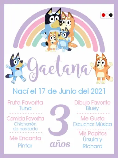 Pizarra Infantil Bluey Rainbow