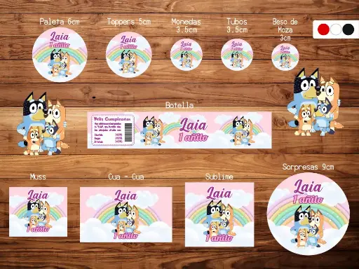 [SKBL000004] Stickers Infantil Bluey Rainbow